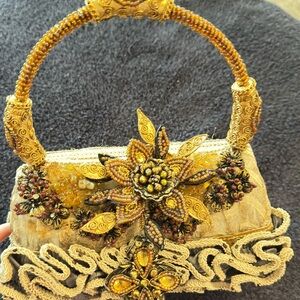 Elegant Mary Frances Gold Embellished Handbag
